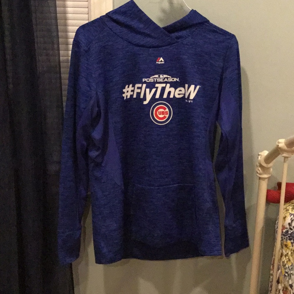 Blue/white/red Chicago Cubs post season hoodie